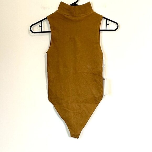NWT Good American Mock Neck Seamless Bodysuit in Bronze Brown - Size 1/2 (S/M) - Picture 2 of 9